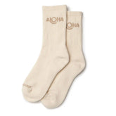 ALOHA Logo Crew Socks in Sandstone
