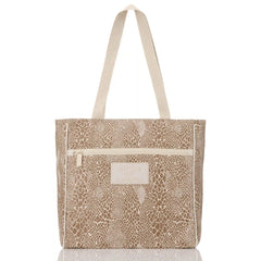 Python Go-To Tote in Cocoa on Sandstone