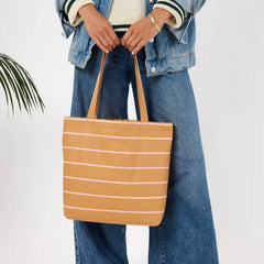 Swoosh Reversible Tote in Hey Girl on Tan