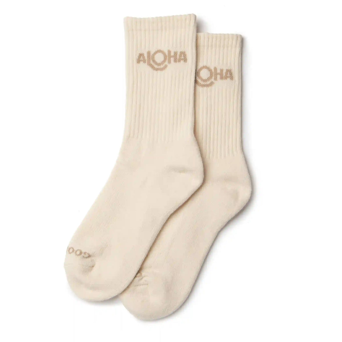 ALOHA Logo Crew Socks in Sandstone