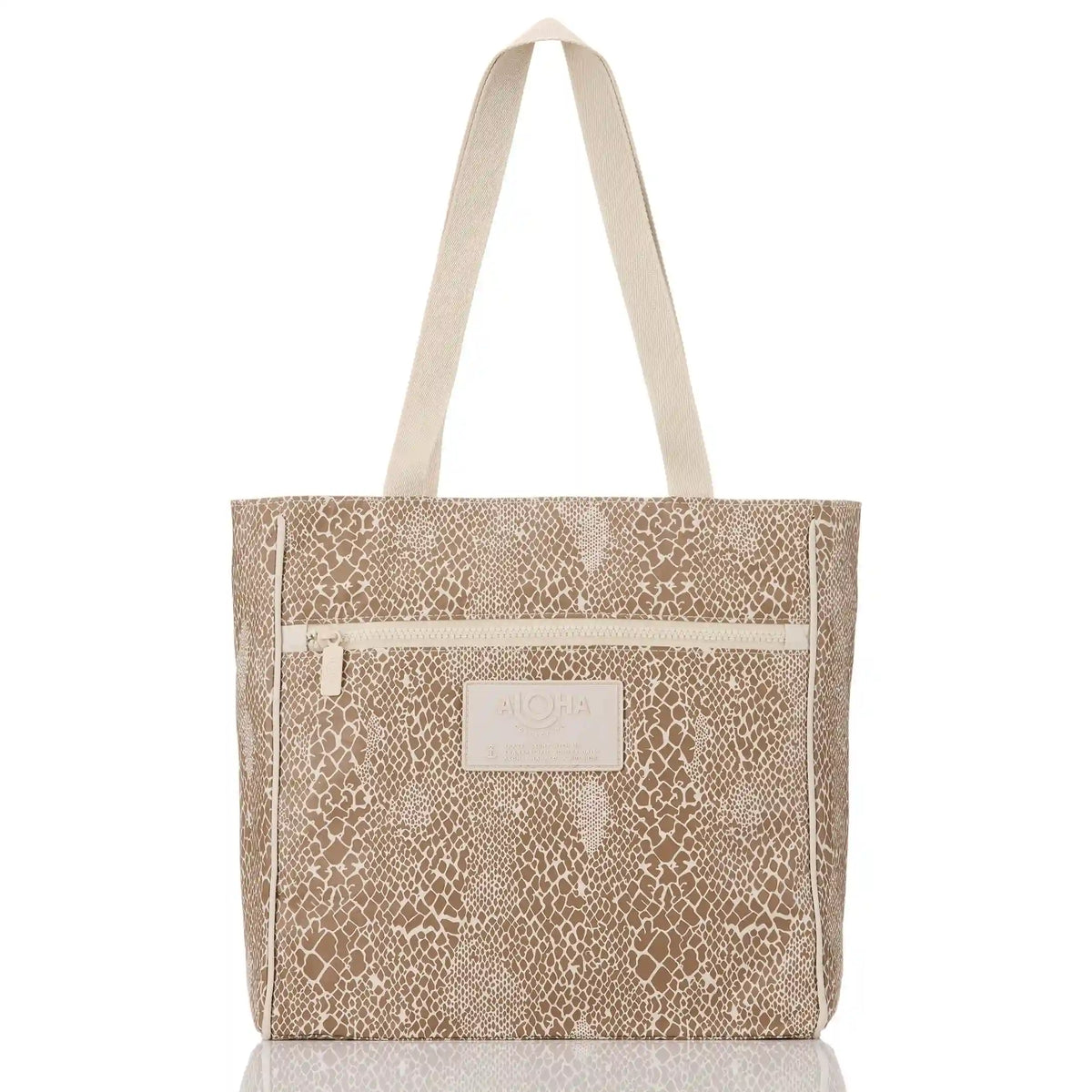 Python Go-To Tote in Cocoa on Sandstone