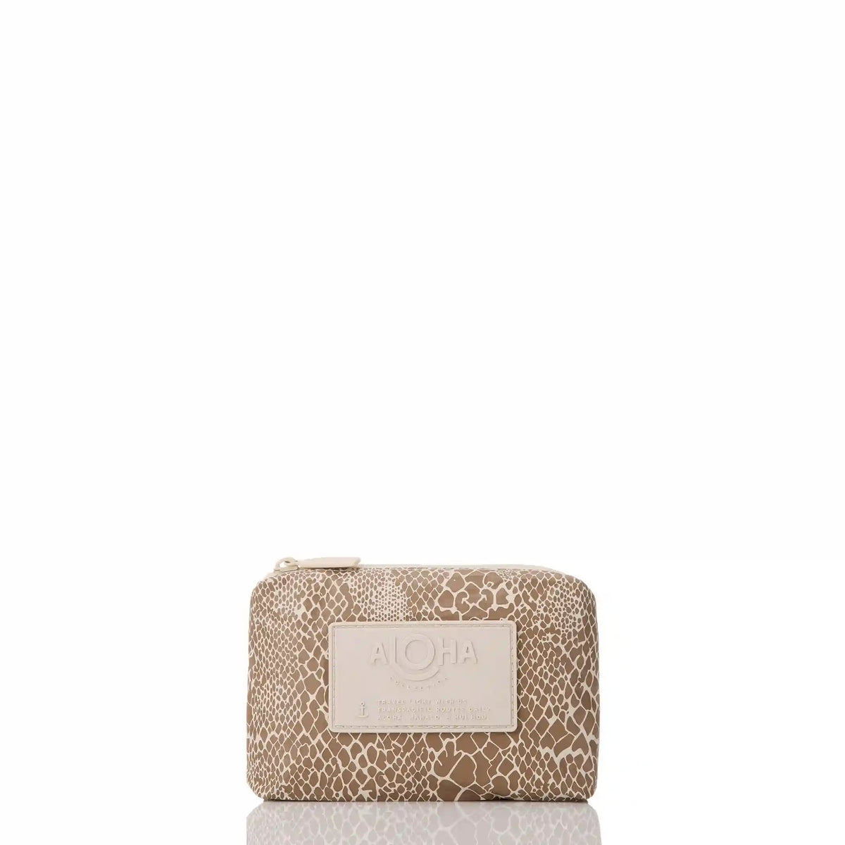 Python Mini Pouch in Cocoa on Sandstone