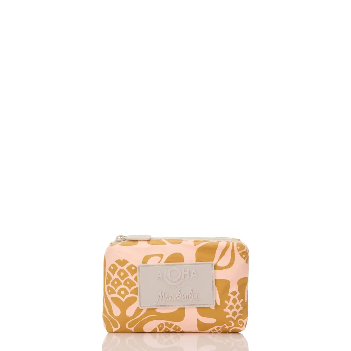 ʻUlu Quilt Mini Pouch in Peach on Hot Mustard