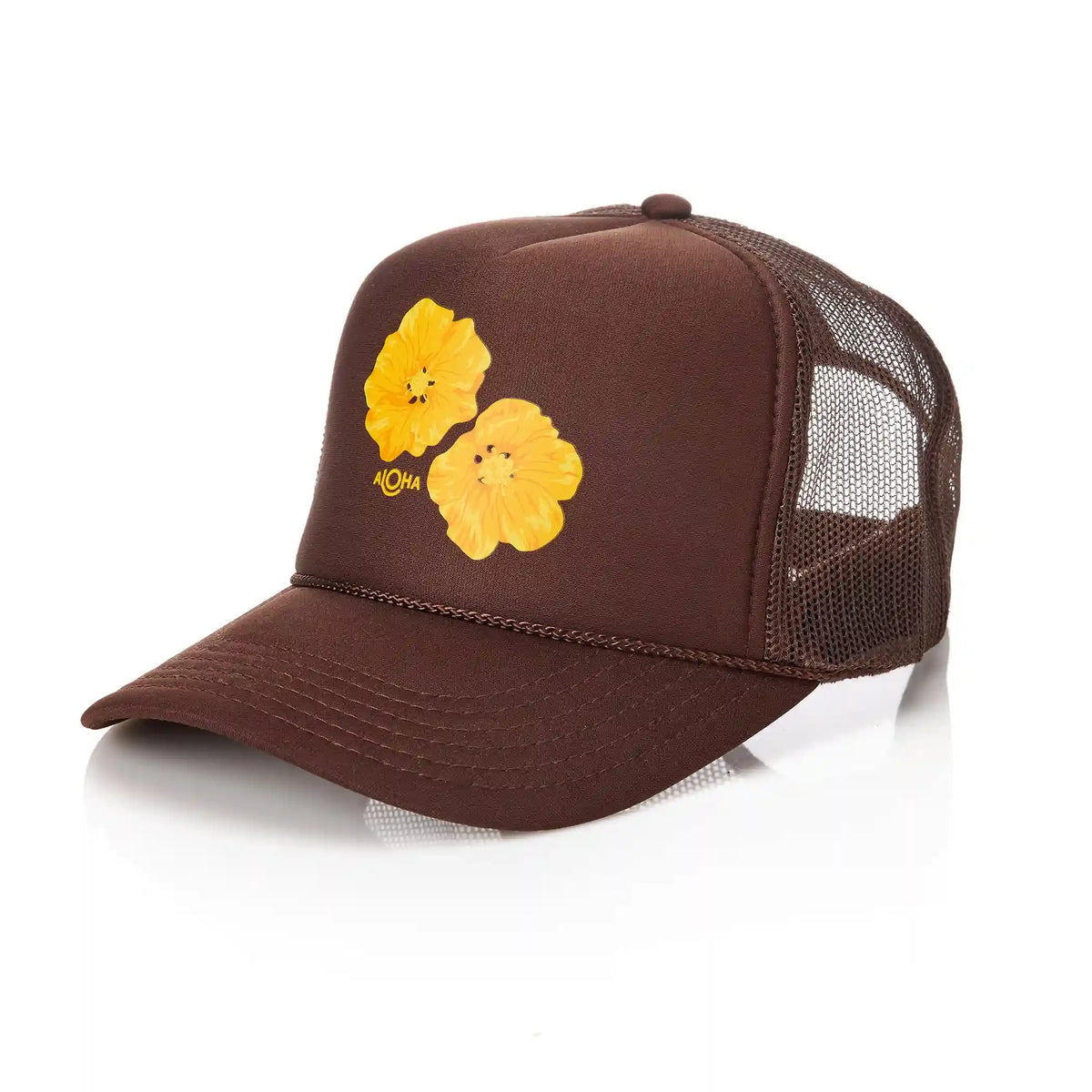 Pua Ilima Foam Trucker Hat in Coconut